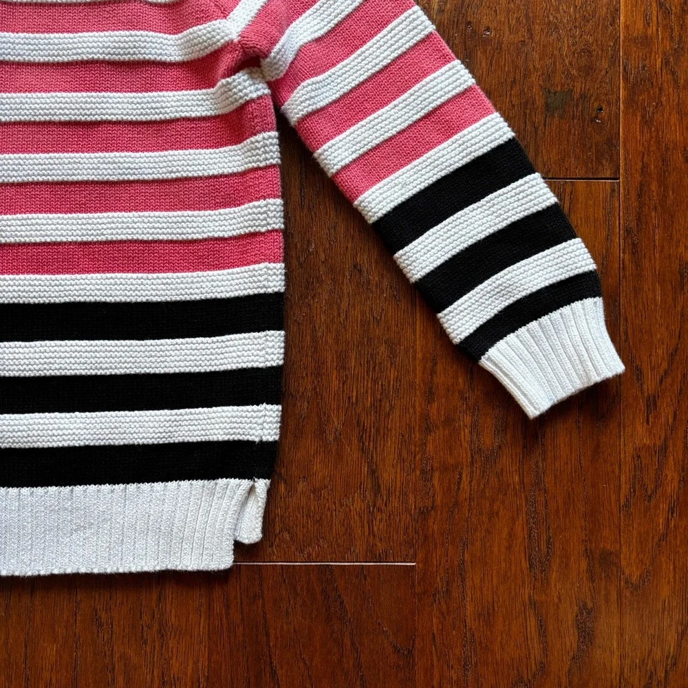 Gymboree Girls Pink Gray Striped Quarter Zip Sweater | Size 5/6